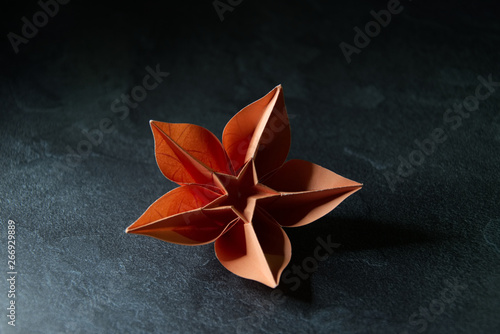 Origami Orchid Flower Blossom Paper Art On Textured