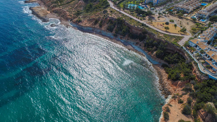 aerial view of the sea an coastal costa Blanca