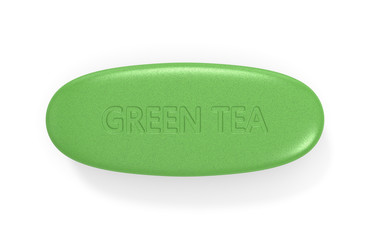 3d render of green tea pill
