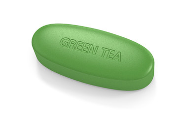 3d render of green tea pill