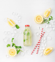 Homemade lemonade with fresh lemon and mint