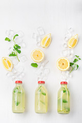 Homemade lemonade with fresh lemon and mint