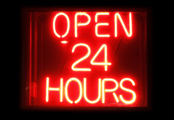 Open 24 Hours neon sign