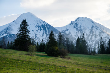 Fototapeta na wymiar Góry, białe szczyty 