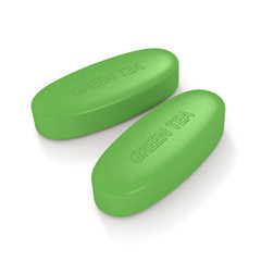 3d render of green tea pills