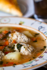 Ciorba de perisoare is a Romanian traditional sour soup