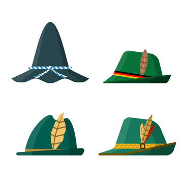 Set of traditional green hats