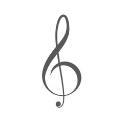 Treble clef and music notes vector icon concept, isolated on white background