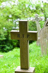 An old cross at a cemetery in England.