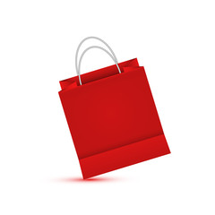 Shopping paper red bag empty, vector illustration