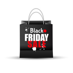 Shopping paper black friday sale bag empty, vector illustration