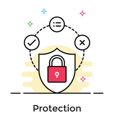Naklejka premium Wektor bezpieczeństwa cybernetycznego, płaska ikona