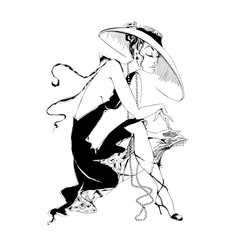 Girl in a hat resting and reading a book. Stylish graphics.