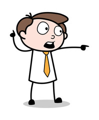 Showing Direction by Pointing Finger - Office Businessman Employee Cartoon Vector Illustration﻿