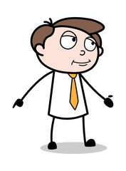 Gesturing with Slightly Smiling Face - Office Businessman Employee Cartoon Vector Illustration﻿