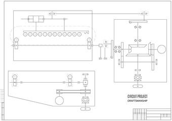 design architectural plan or project, technical drawing, construction plan with horizontal frame on the white background. stock vector illustration eps10