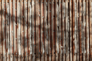 Worn and spaced wooden slats