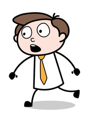 Running in Fear - Office Businessman Employee Cartoon Vector Illustration﻿