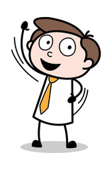 Saying Hello Hand Gesture - Office Businessman Employee Cartoon Vector Illustration﻿