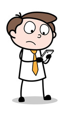 Chatting on Phone - Office Businessman Employee Cartoon Vector Illustration﻿