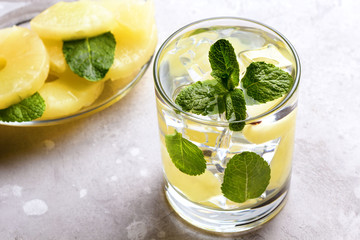 Infused detox water with pineapple and mint. Summer drink