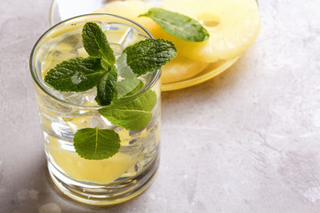 Infused detox water with pineapple and mint. Summer drink