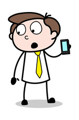 Showing Product on Video Call - Office Businessman Employee Cartoon Vector Illustration﻿