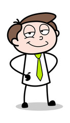 Positive Attitude - Office Businessman Employee Cartoon Vector Illustration﻿