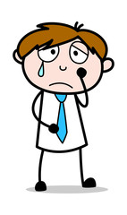 Very Sad - Office Salesman Employee Cartoon Vector Illustration﻿
