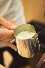 making coffee in an espresso machine milk espresso