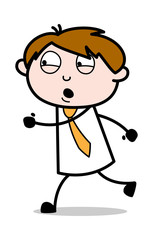 Running Pose - Office Salesman Employee Cartoon Vector Illustration﻿