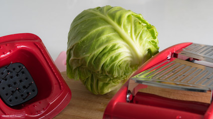 cabbage is lying on the table