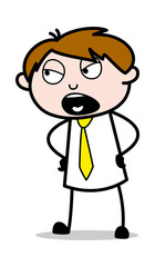 Shouting in Aggression - Office Salesman Employee Cartoon Vector Illustration﻿