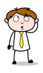Thinking for Decision - Office Salesman Employee Cartoon Vector Illustration﻿