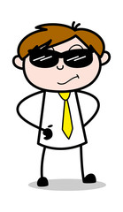 Wears a Cool Sunglasses - Office Salesman Employee Cartoon Vector Illustration﻿