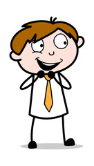 Smiling and Planning - Office Salesman Employee Cartoon Vector Illustration﻿