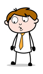 Shocked Expression after Watching - Office Salesman Employee Cartoon Vector Illustration﻿
