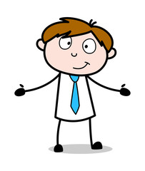 Presenting with Empty Hands - Office Salesman Employee Cartoon Vector Illustration﻿