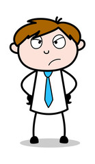 Making Face in Upset Mood - Office Salesman Employee Cartoon Vector Illustration﻿