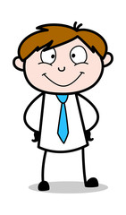 Smiling Face - Office Salesman Employee Cartoon Vector Illustration﻿