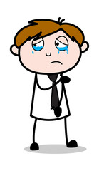 Crying Face - Office Salesman Employee Cartoon Vector Illustration﻿