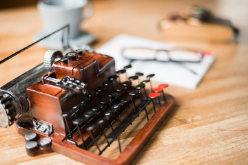 note book with typewriter