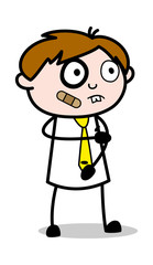 Funny Injured Face - Office Salesman Employee Cartoon Vector Illustration﻿