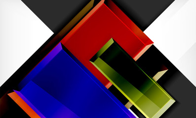 Bright colorful square shape blocks geometrical background