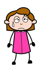 Depressed - Retro Office Girl Employee Cartoon Vector Illustration﻿