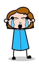 Upset - Retro Office Girl Employee Cartoon Vector Illustration﻿