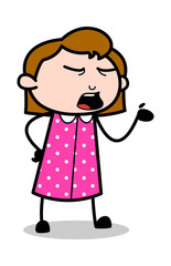 Hand Gesture While Talking - Retro Office Girl Employee Cartoon Vector Illustration﻿