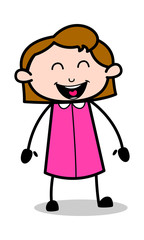 Laughing Face - Retro Office Girl Employee Cartoon Vector Illustration﻿