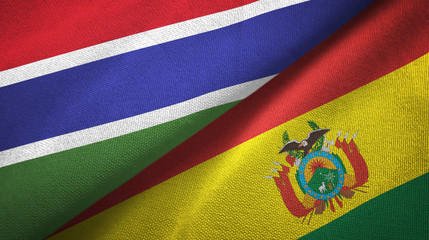 Gambia and Bolivia two flags textile cloth, fabric texture 
