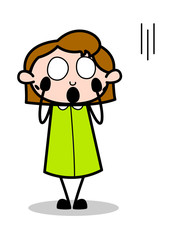 Spooky - Retro Office Girl Employee Cartoon Vector Illustration﻿